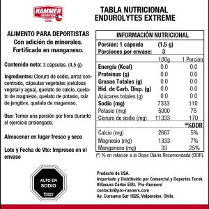 Electrolitos -Endurolytes® Extreme - HAMMER NUTRITION - Imagen 2