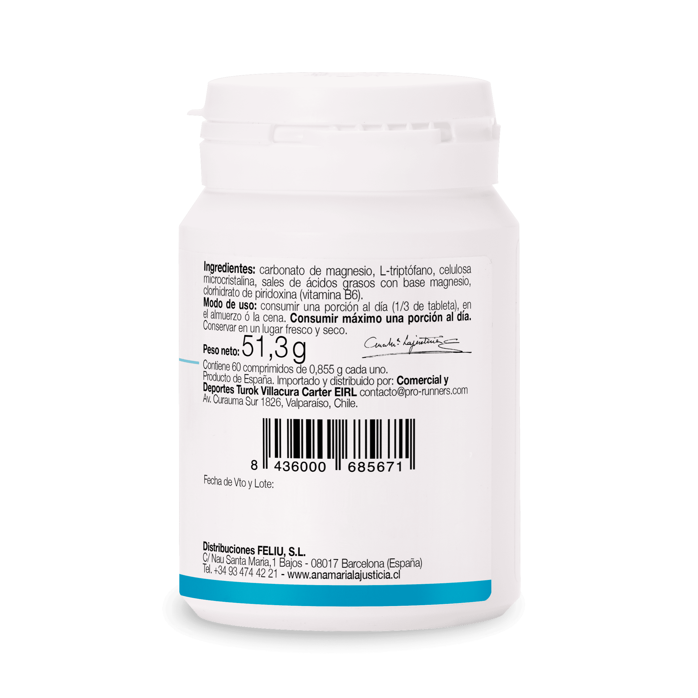 TRIPTOFANO CON MAGNESIO + VITAMINA B6 (60 comp.) – Ana Maria Lajusticia - Imagen 2